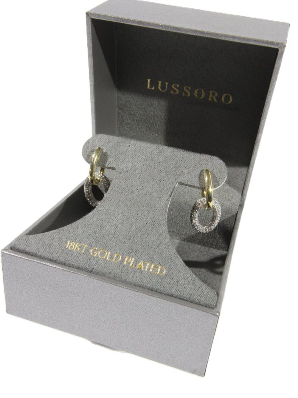 NWT Lussoro 18KT Gold Plated Clear Crystal Drop Earrings